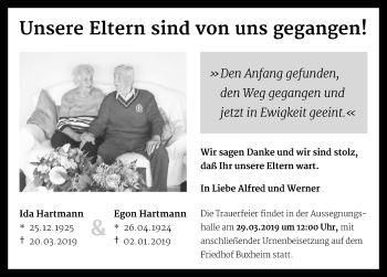 Traueranzeige von Ida Hartmann von Memminger Zeitung