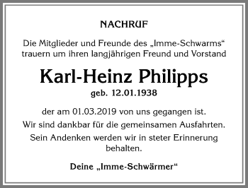 Traueranzeige von Karl-Heinz Philipps von Allgäuer Anzeigeblatt