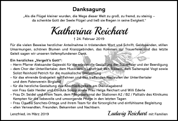 Traueranzeige von Katharina Reichart von Allgäuer Zeitung,Kempten