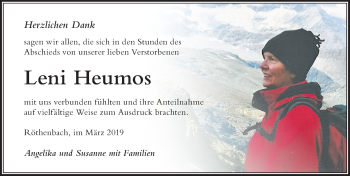 Traueranzeige von Leni Heumos von Der Westallgäuer