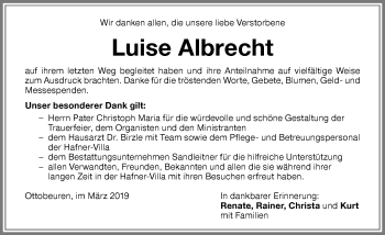 Traueranzeige von Luise Albrecht von Memminger Zeitung