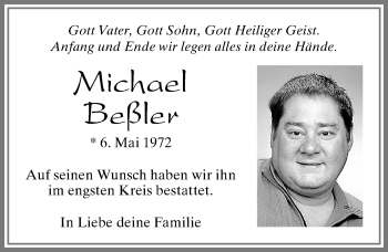 Traueranzeige von Michael Beßler von Allgäuer Zeitung, Marktoberdorf