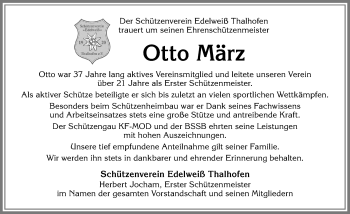 Traueranzeige von Otto März von Allgäuer Zeitung, Marktoberdorf