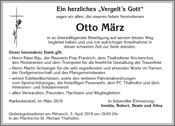 Traueranzeige von Otto März von Allgäuer Zeitung, Marktoberdorf
