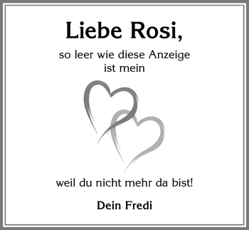 Traueranzeige von Rosi  von Allgäuer Zeitung,Kempten