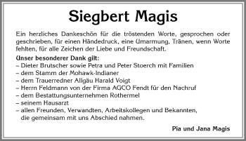 Traueranzeige von Siegbert Magis von Allgäuer Zeitung,Kempten