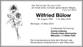 Traueranzeige von Wilfried Bülow von Memminger Zeitung