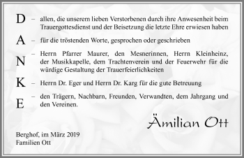 Traueranzeige von Ämilian Ott von Allgäuer Zeitung, Füssen