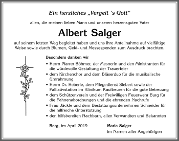 Traueranzeige von Albert Salger von Allgäuer Zeitung, Marktoberdorf