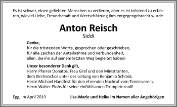 Traueranzeige von Anton Reisch von Memminger Zeitung