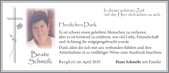 Traueranzeige von Beate Schmölz von Allgäuer Zeitung, Füssen