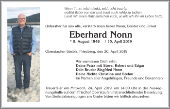 Traueranzeige von Eberhard Nonn von Allgäuer Anzeigeblatt