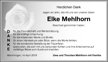 Traueranzeige von Elke Mehlhorn von Memminger Zeitung