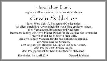 Traueranzeige von Erwin Schlotter von Allgäuer Zeitung, Marktoberdorf
