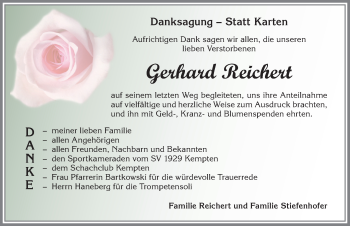 Traueranzeige von Gerhard Reichert von Allgäuer Zeitung,Kempten