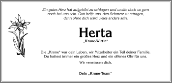 Traueranzeige von Herta  von Allgäuer Anzeigeblatt