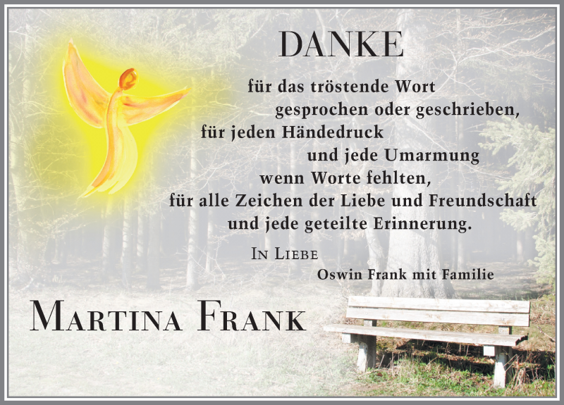  Traueranzeige für Martina Frank vom 27.04.2019 aus Allgäuer Zeitung, Kaufbeuren/Buchloe