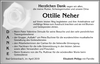 Traueranzeige von Ottilie Neher von Memminger Zeitung