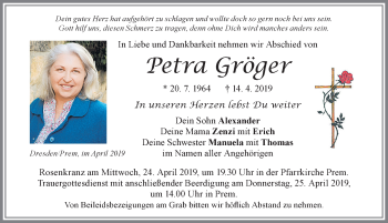 Traueranzeige von Petra Gröger von Allgäuer Zeitung, Füssen