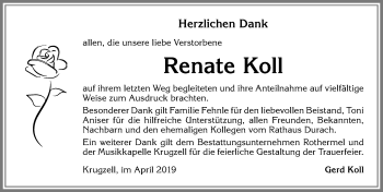 Traueranzeige von Renate Koll von Allgäuer Zeitung,Kempten