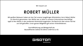 Traueranzeige von Robert Müller von Memminger Zeitung