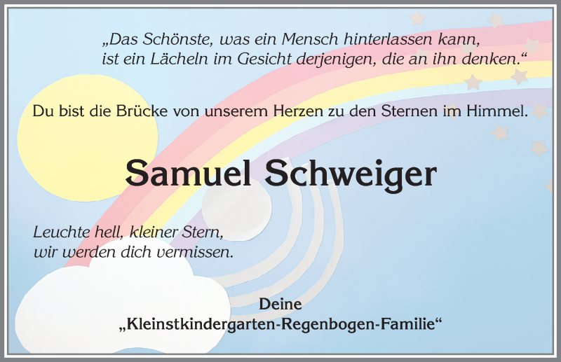  Traueranzeige für Samuel Schweiger vom 13.04.2019 aus Allgäuer Zeitung, Kaufbeuren/Buchloe