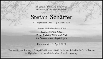 Traueranzeige von Stefan Schäffer von Der Westallgäuer