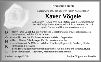 Traueranzeige von Xaver Vögele von Allgäuer Zeitung,Kempten