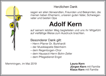 Traueranzeige von Adolf Kern von Memminger Zeitung