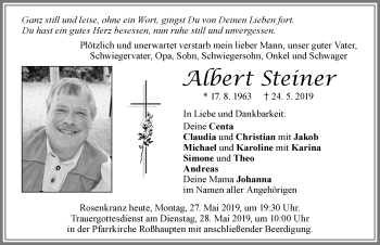 Traueranzeige von Albert Steiner von Allgäuer Zeitung, Füssen