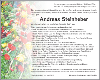 Traueranzeige von Andreas Steinheber von Allgäuer Zeitung, Kaufbeuren/Buchloe