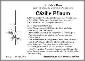 Traueranzeige von Cäzilie Pflaum von Allgäuer Zeitung,Kempten