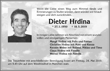 Traueranzeige von Dieter Hrdina von Allgäuer Anzeigeblatt