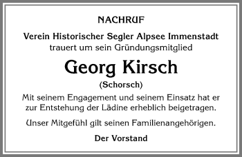 Traueranzeige von Georg Kirsch von Allgäuer Anzeigeblatt