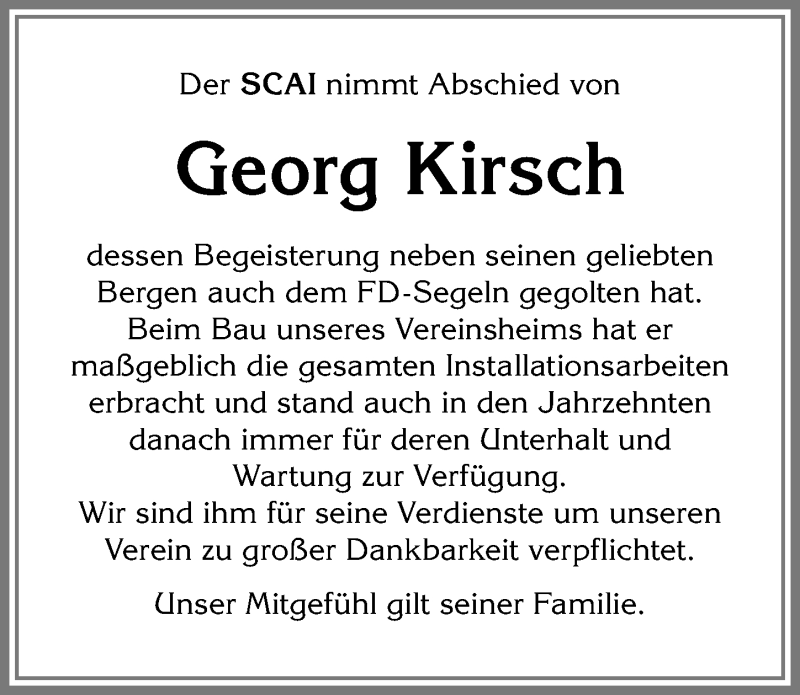  Traueranzeige für Georg Kirsch vom 24.05.2019 aus Allgäuer Anzeigeblatt
