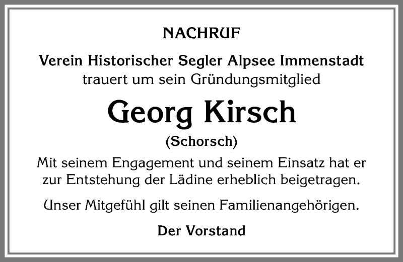  Traueranzeige für Georg Kirsch vom 24.05.2019 aus Allgäuer Anzeigeblatt