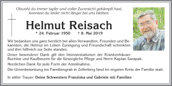 Traueranzeige von Helmut Reisach von Allgäuer Zeitung, Kaufbeuren/Buchloe