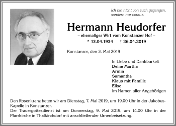 Traueranzeige von Hermann Heudorfer von Allgäuer Anzeigeblatt