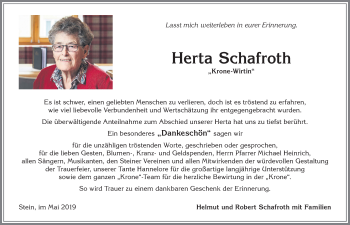 Traueranzeige von Herta Schafroth von Allgäuer Zeitung