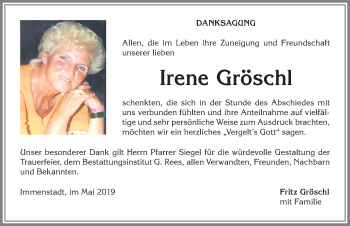Traueranzeige von Irene Gröschl von Allgäuer Anzeigeblatt