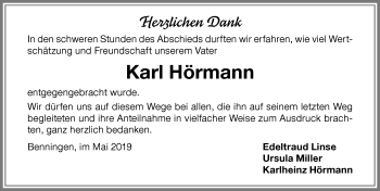 Traueranzeige von Karl Hörmann von Allgäuer Zeitung