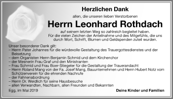 Traueranzeige von Leonhard Rothdach von Memminger Zeitung