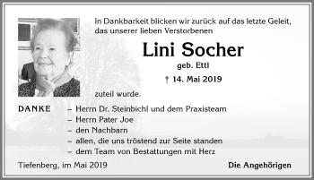 Traueranzeige von Lini Socher von Allgäuer Anzeigeblatt