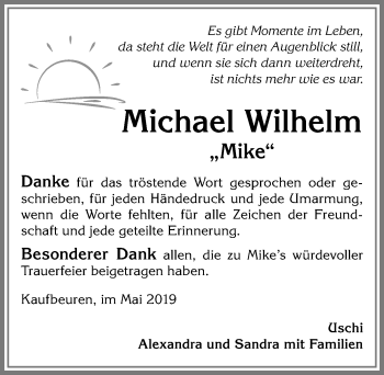 Traueranzeige von Michael Wilhelm von Allgäuer Zeitung, Kaufbeuren/Buchloe