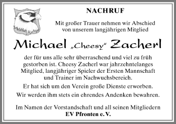 Traueranzeige von Michael Zacherl von Allgäuer Zeitung, Füssen