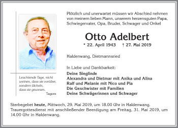Traueranzeige von Otto Adelbert von Allgäuer Zeitung,Kempten