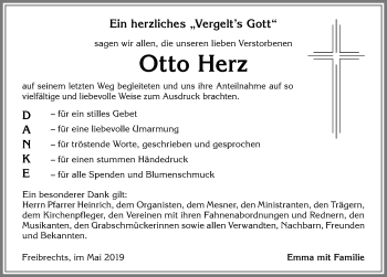 Traueranzeige von Otto Herz von Allgäuer Anzeigeblatt