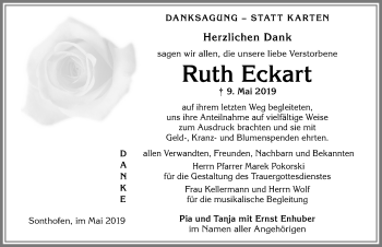 Traueranzeige von Ruth Eckart von Allgäuer Anzeigeblatt