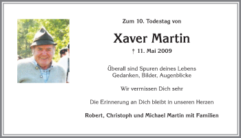 Traueranzeige von Xaver Martin von Allgäuer Anzeigeblatt