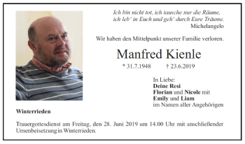 Traueranzeige von Manfred Kienle von Memminer Zeitung
